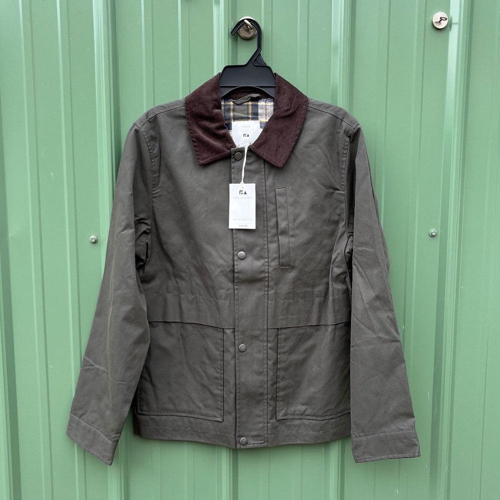 Men's Canvas Barn Jacket with Corduroy Collar Size S